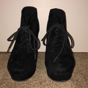 Black Wedge Booties